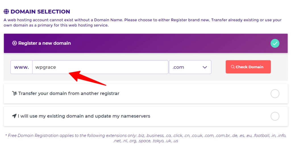 Domain Selection HostArmada