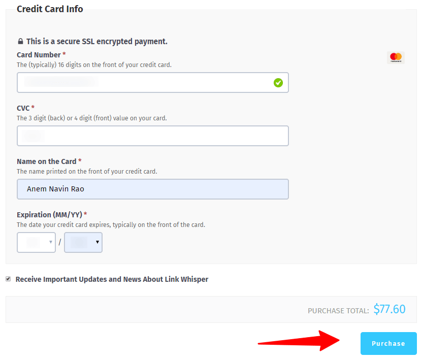 LinkWhisper Payment Details